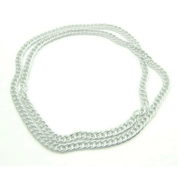 Pcraft Chain Link Silver Tone Long Necklace Vintag - Picture 1 of 4